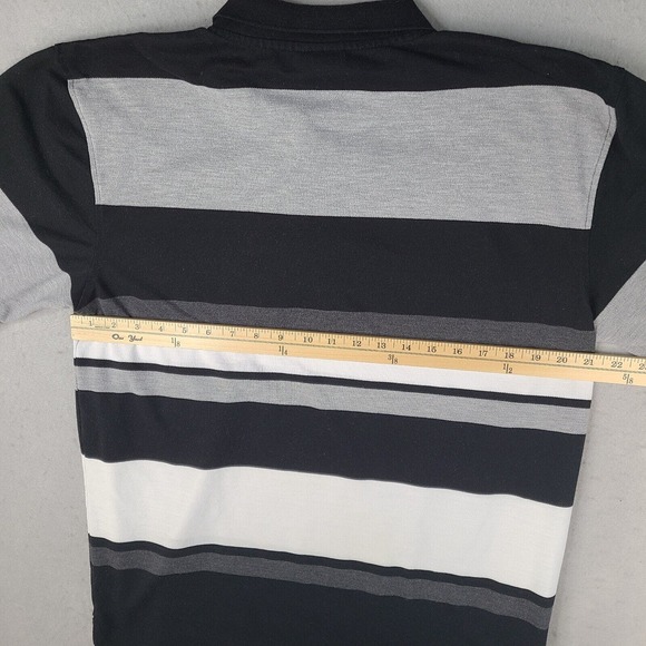 Brooklyn State Polo Shirt Men's Large Black Gray‎ White Striped Short Sleeve - Picture 8 of 11